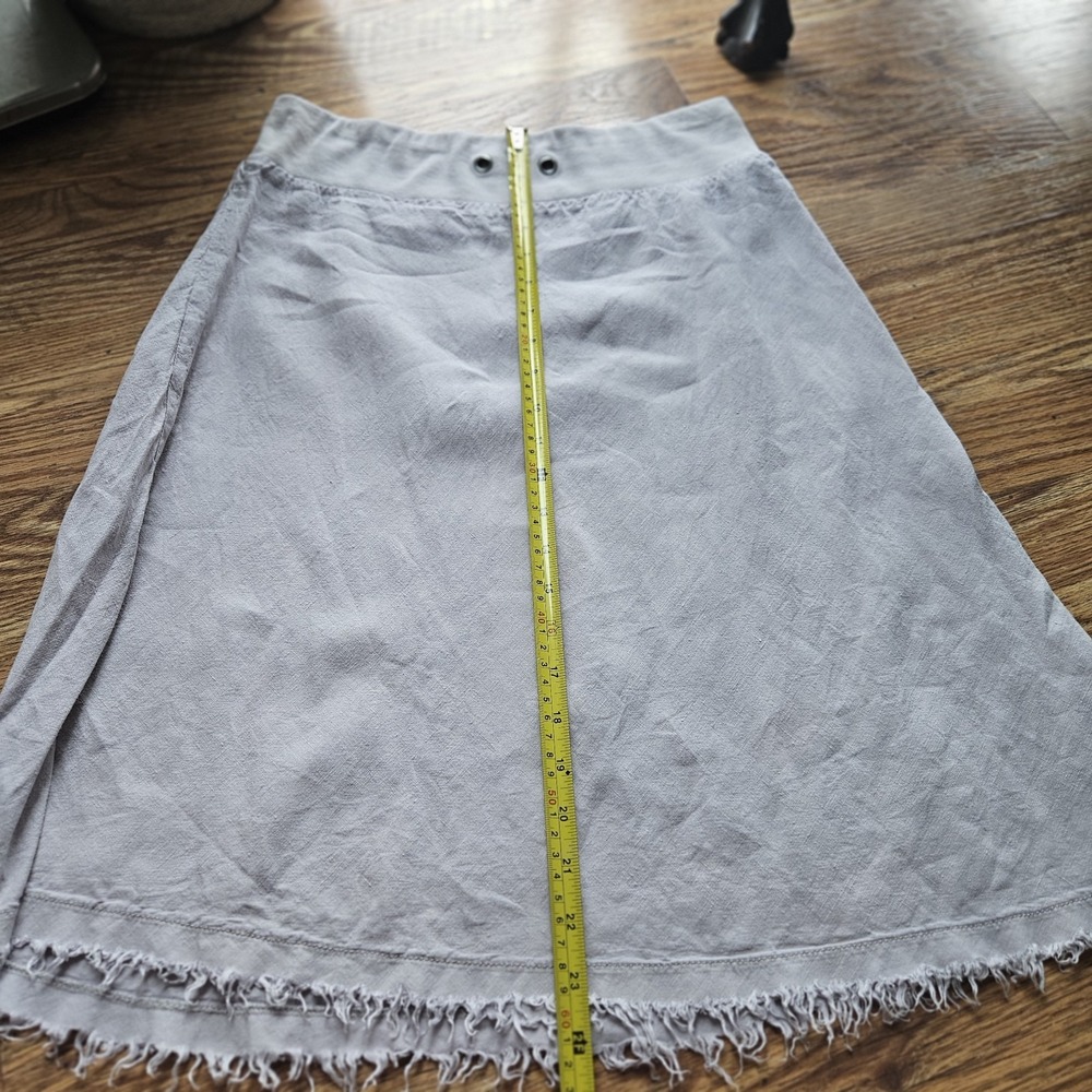 Eileen Fisher XS Purple Linen Elastic Waist A-Line Flowing Skirt Sz Frayed Hem‎ - Picture 6 of 8